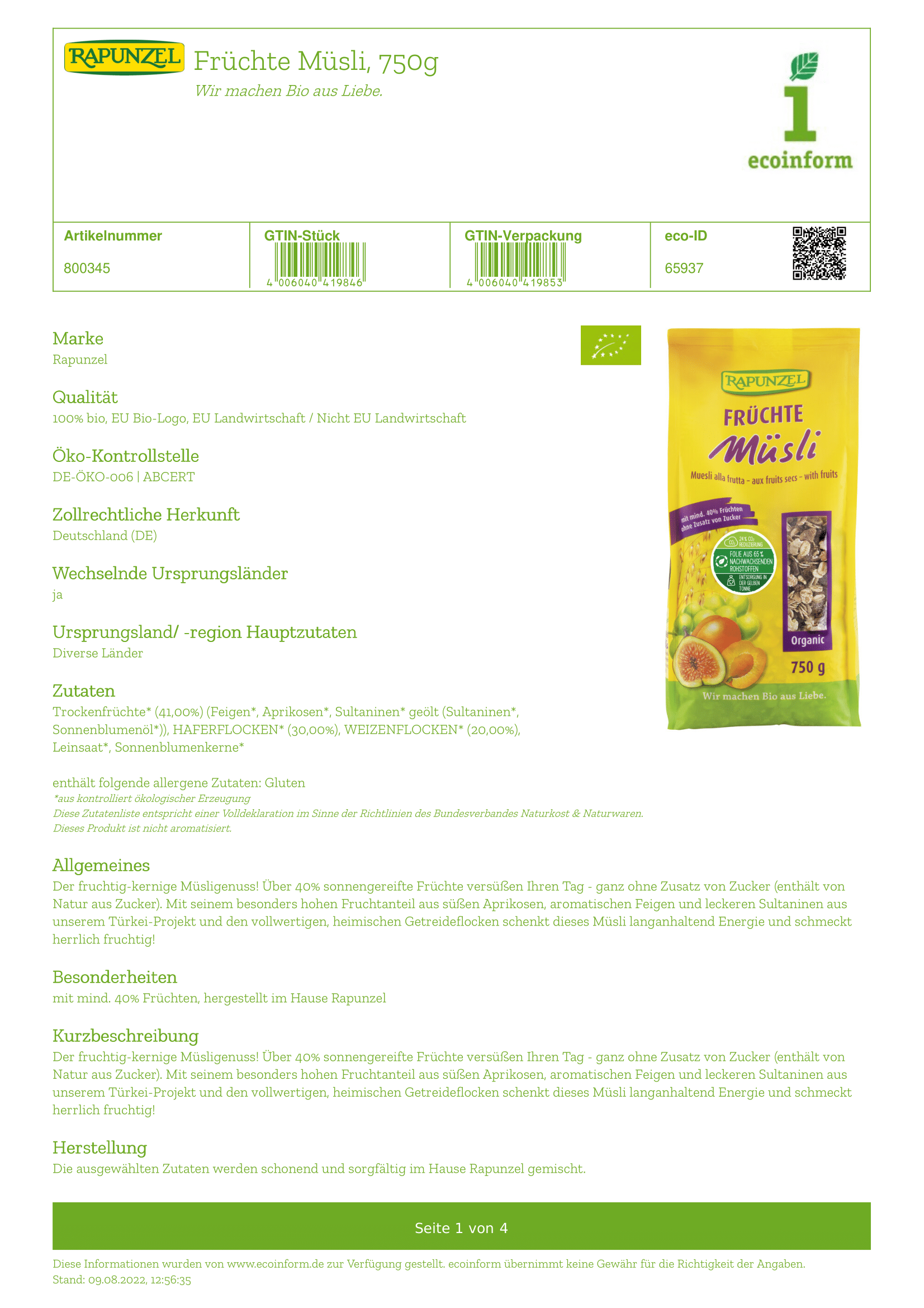 Früchte Müsli