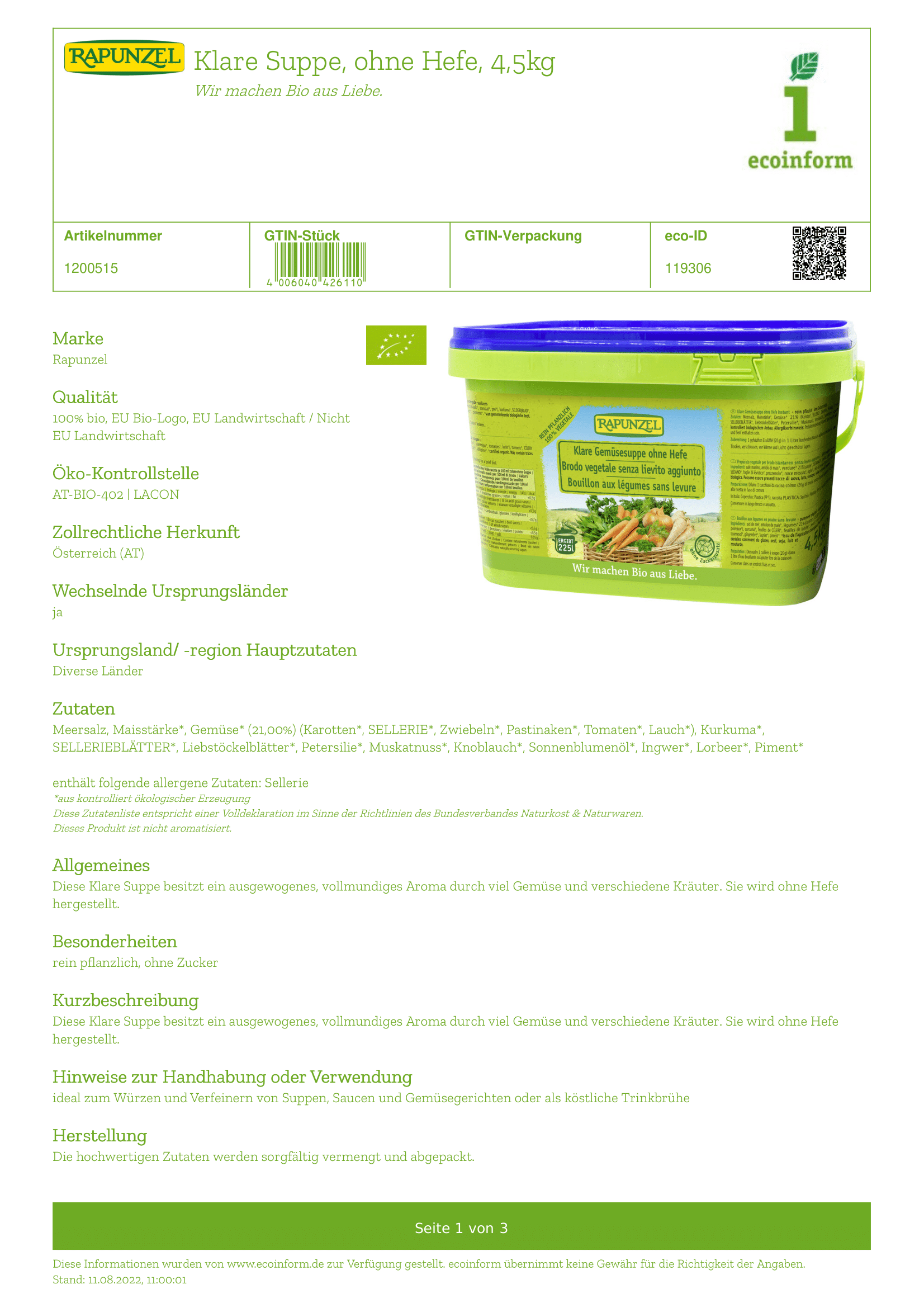 Klare Suppe ohne Bio-Hefe