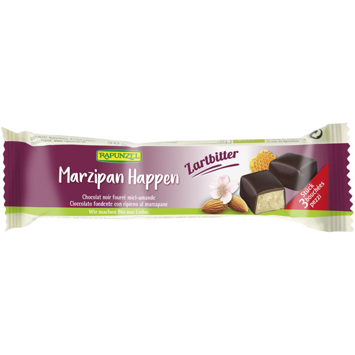 RAPUNZEL Marzipan-Happen Zartbitter - 50 g