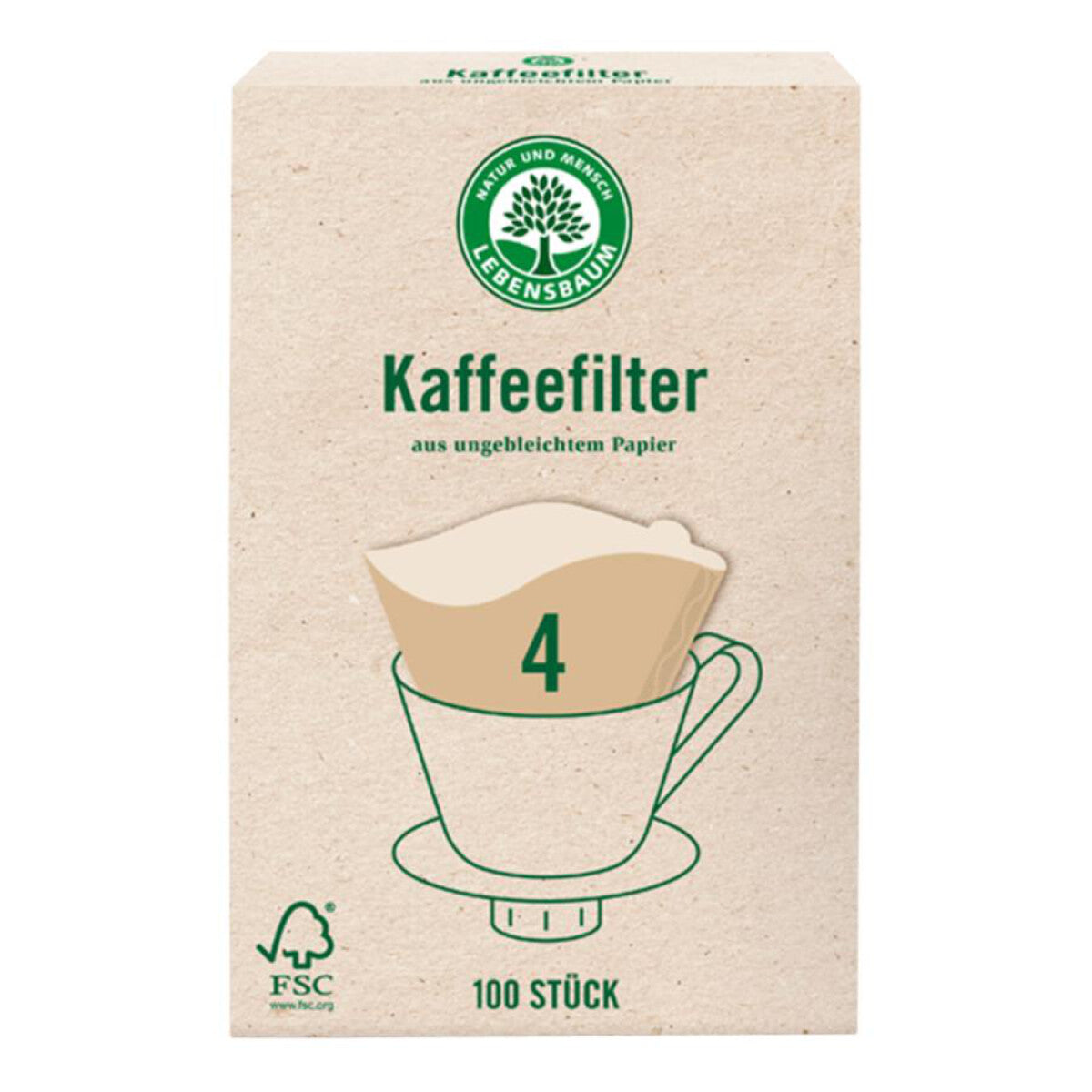 LEBENSBAUM Kaffeefilter ungebleicht - 100 Stk.