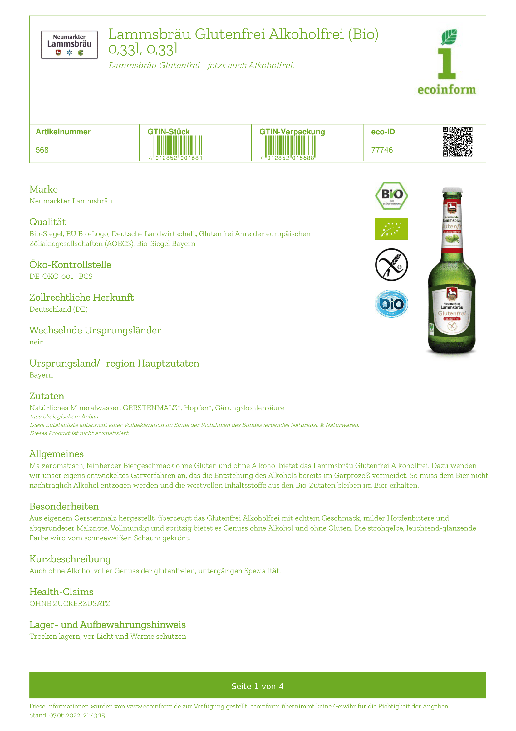 Glutenfrei, alkoholfrei