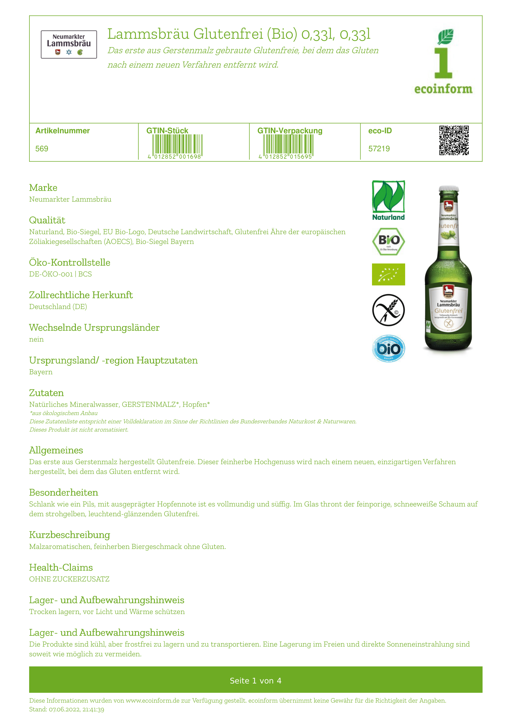 Glutenfrei 4,7% vol.