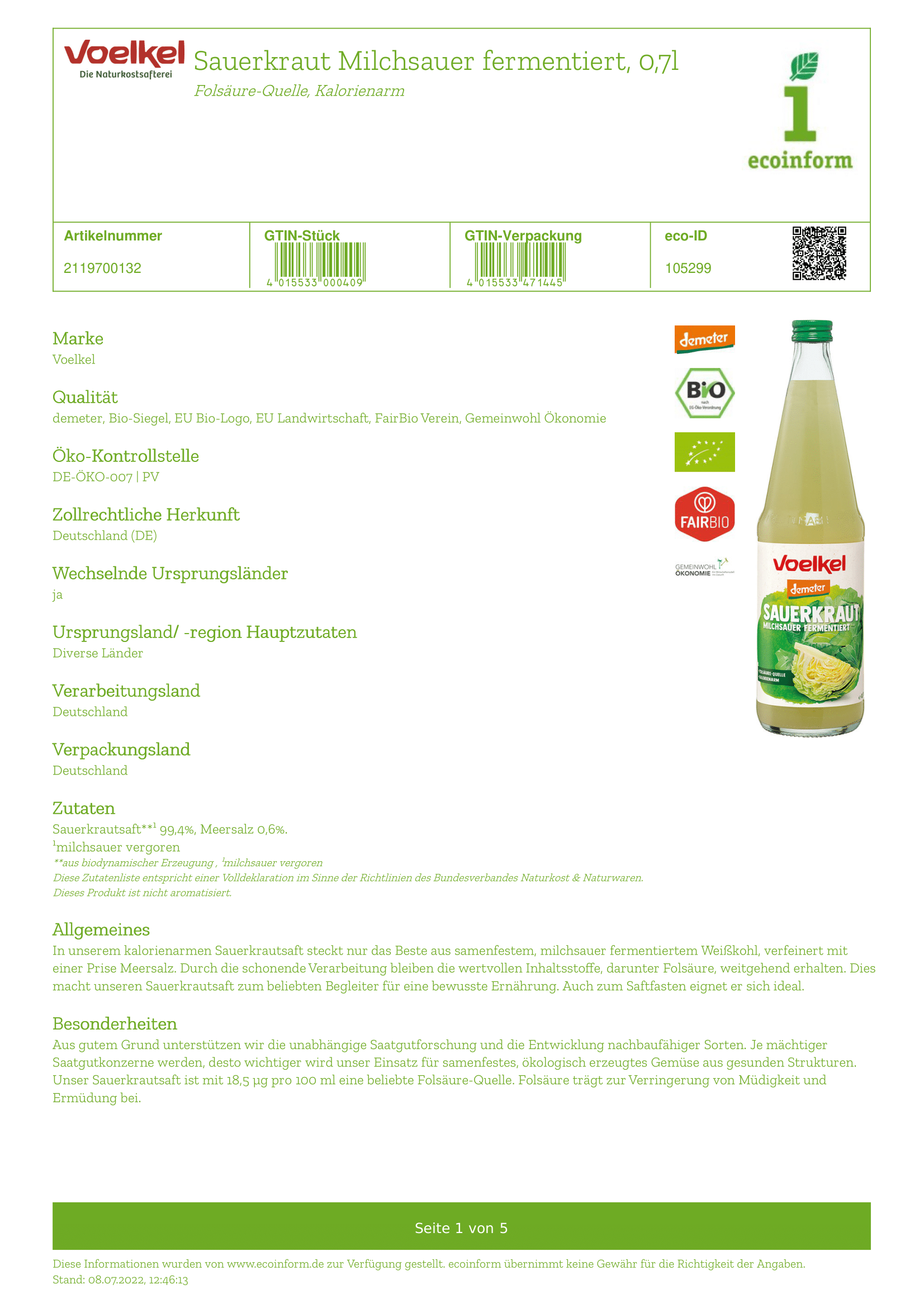 Sauerkrautsaft milchsauer