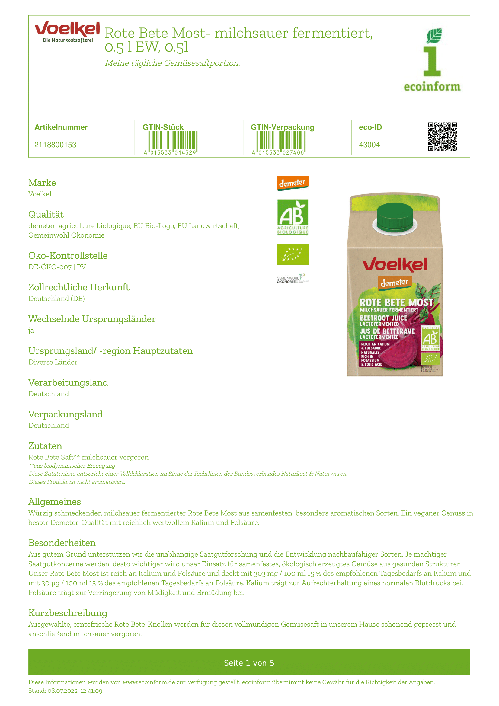Rote Bete-Saft EW