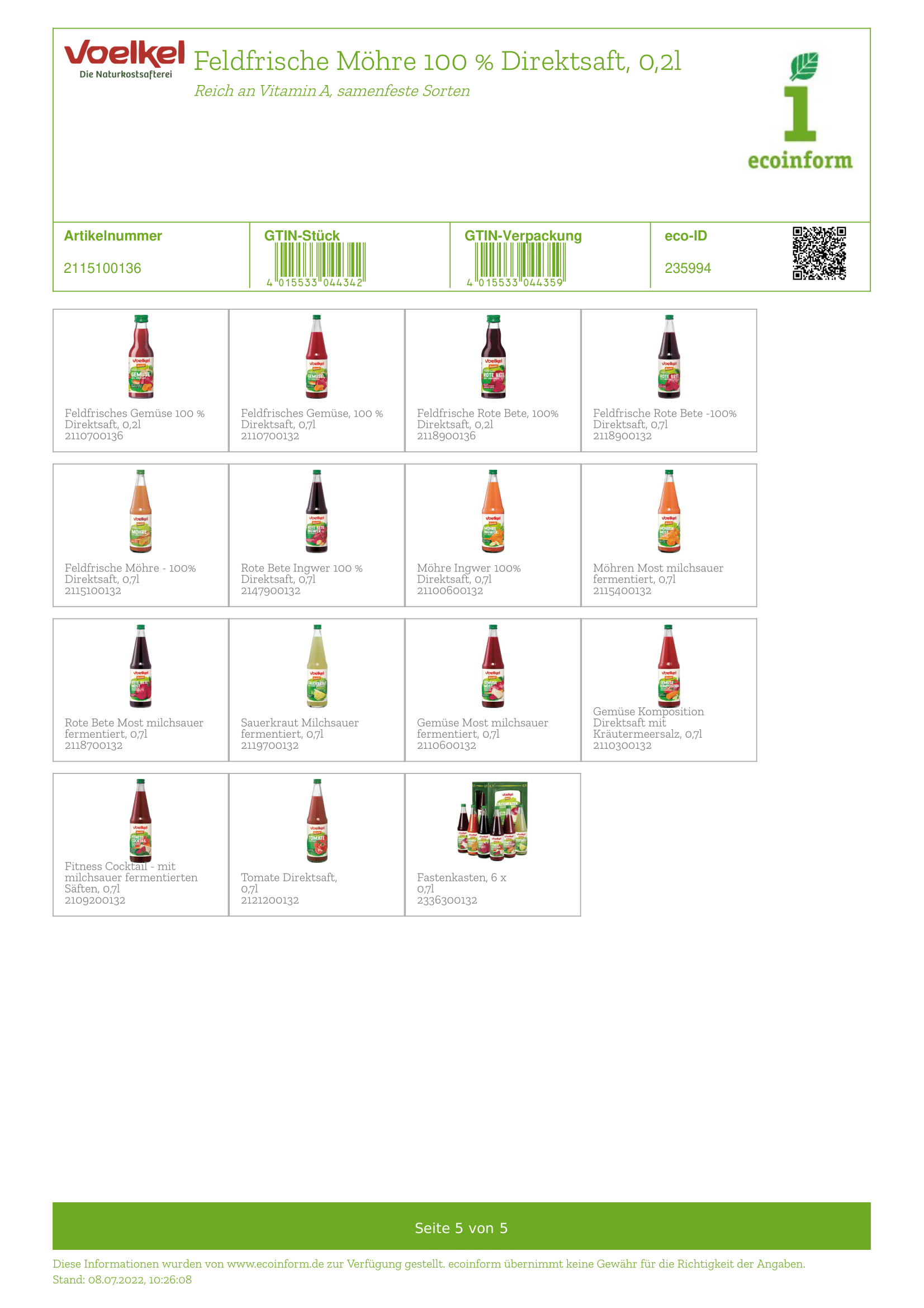 Feldfrischer Möhrensaft MW
