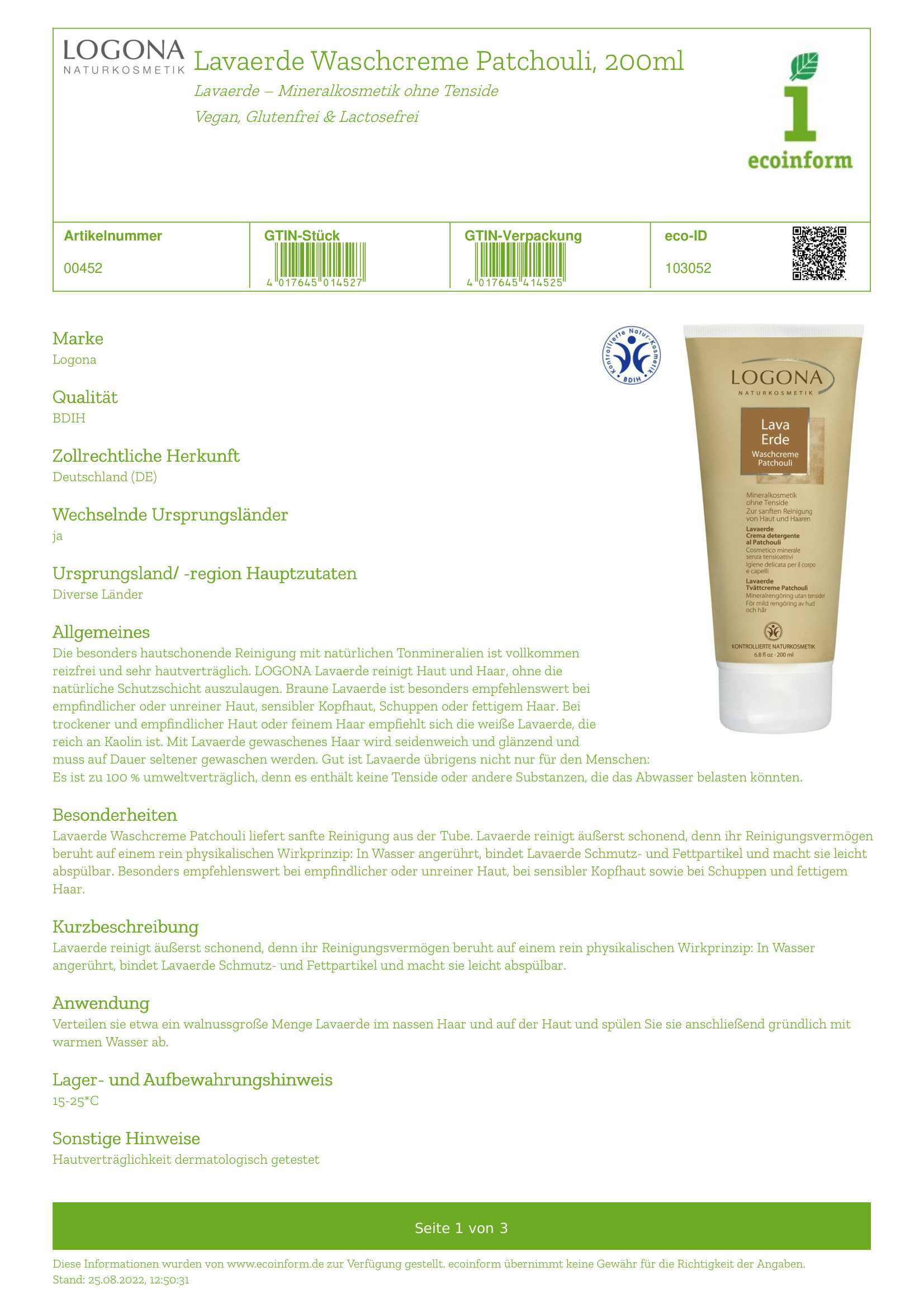 Lavaerde-Waschcreme Patchouli