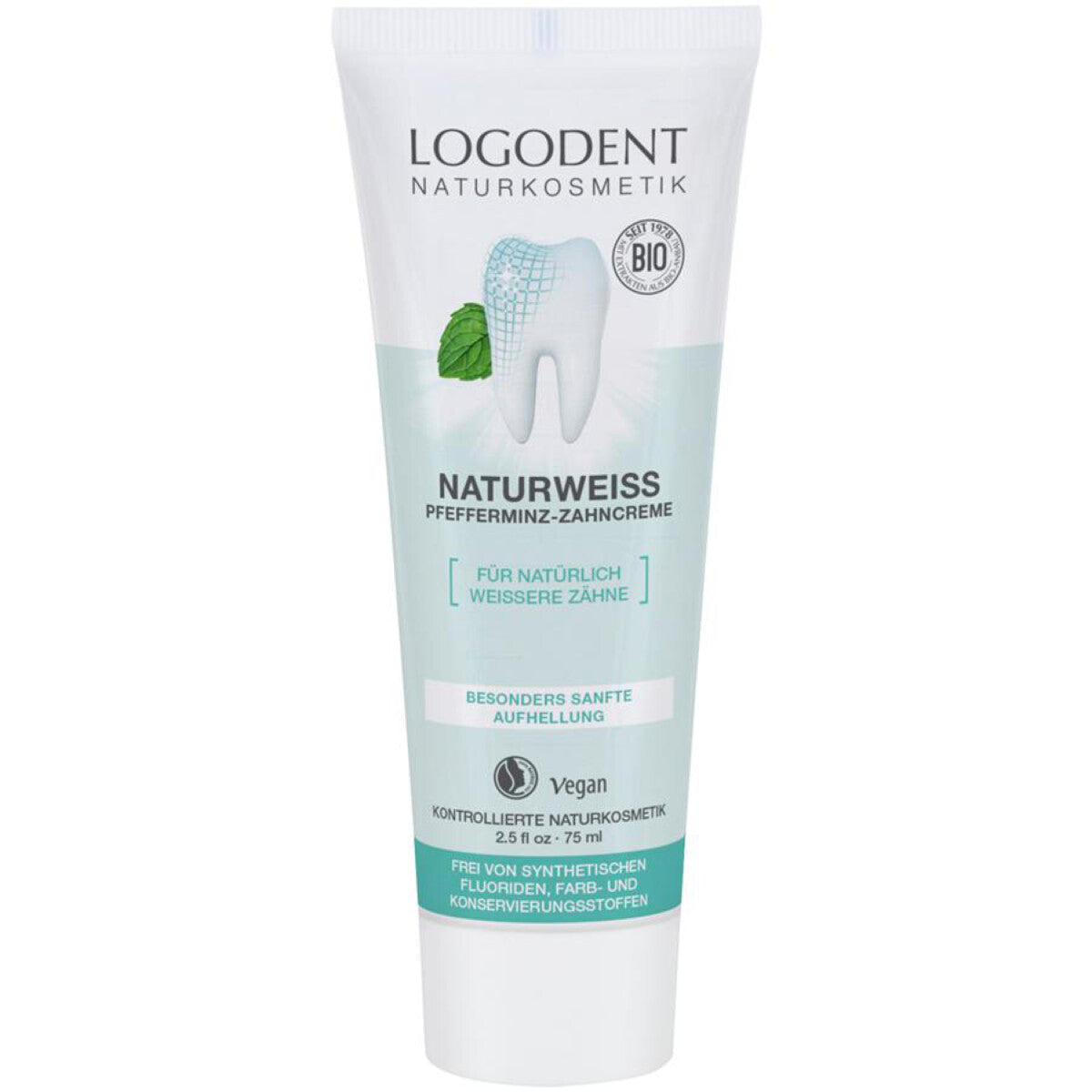 LOGONA Naturweiß Pfefferminz Zahncreme - 75 ml