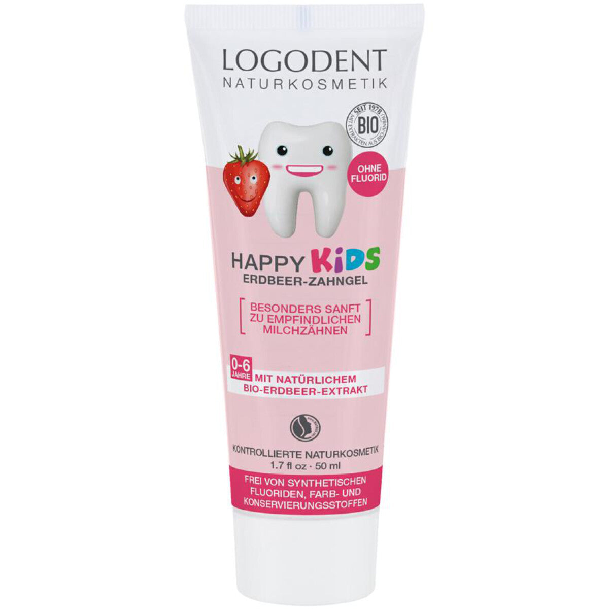 LOGONA Happy Kids Erdbeer-Zahngel - 50 ml