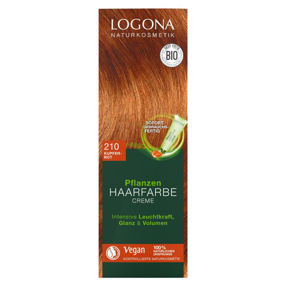 LOGONA Pflanzenhaarfarbe Creme 210 kupferot - 150 ml
