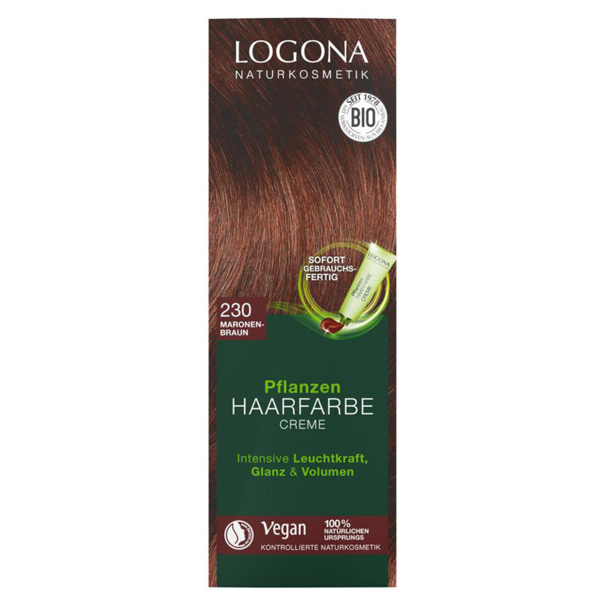 LOGONA Pflanzenhaarfarbe Creme 230 maronenbraun - 150 ml