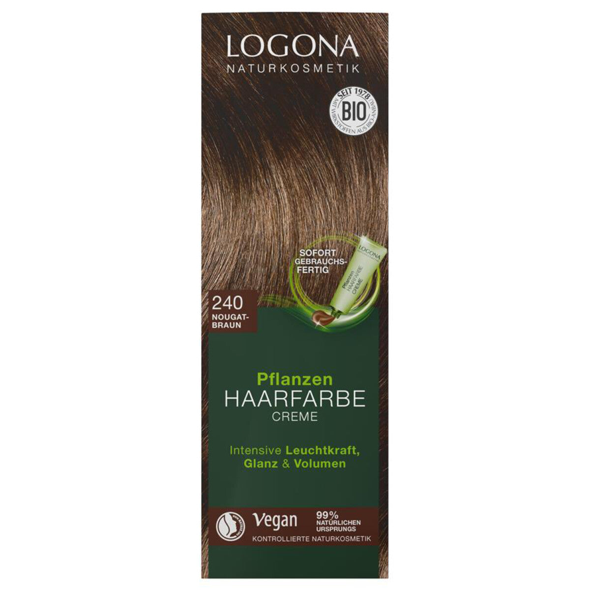 LOGONA Pflanzenhaarfarbe Creme 240 nougatbraun - 150 ml