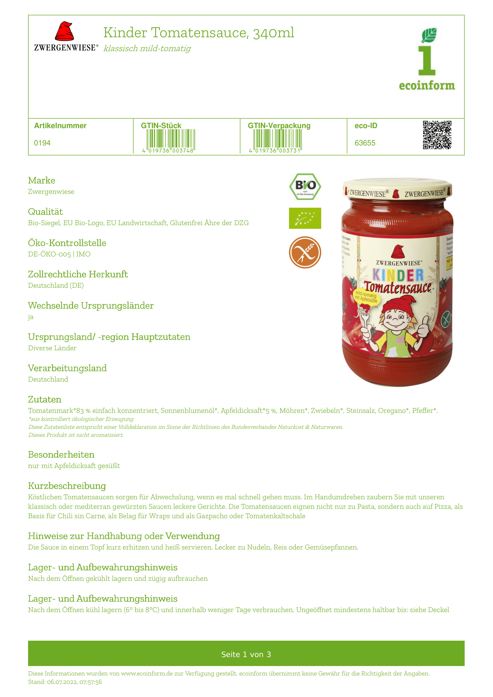 Kinder Tomatensauce