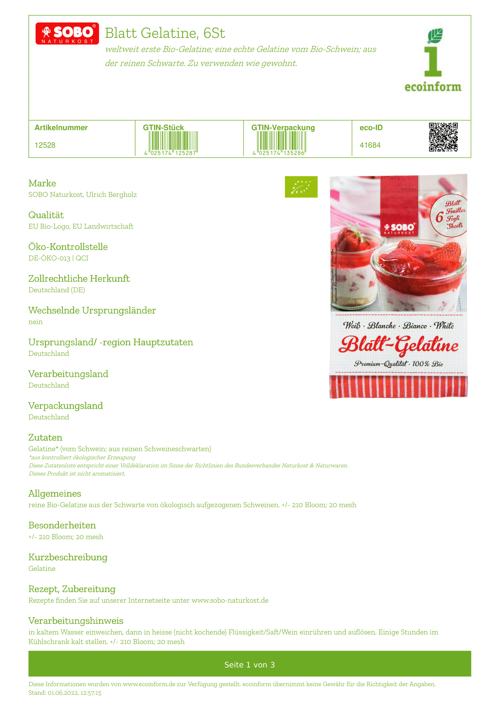 Blatt-Gelatine