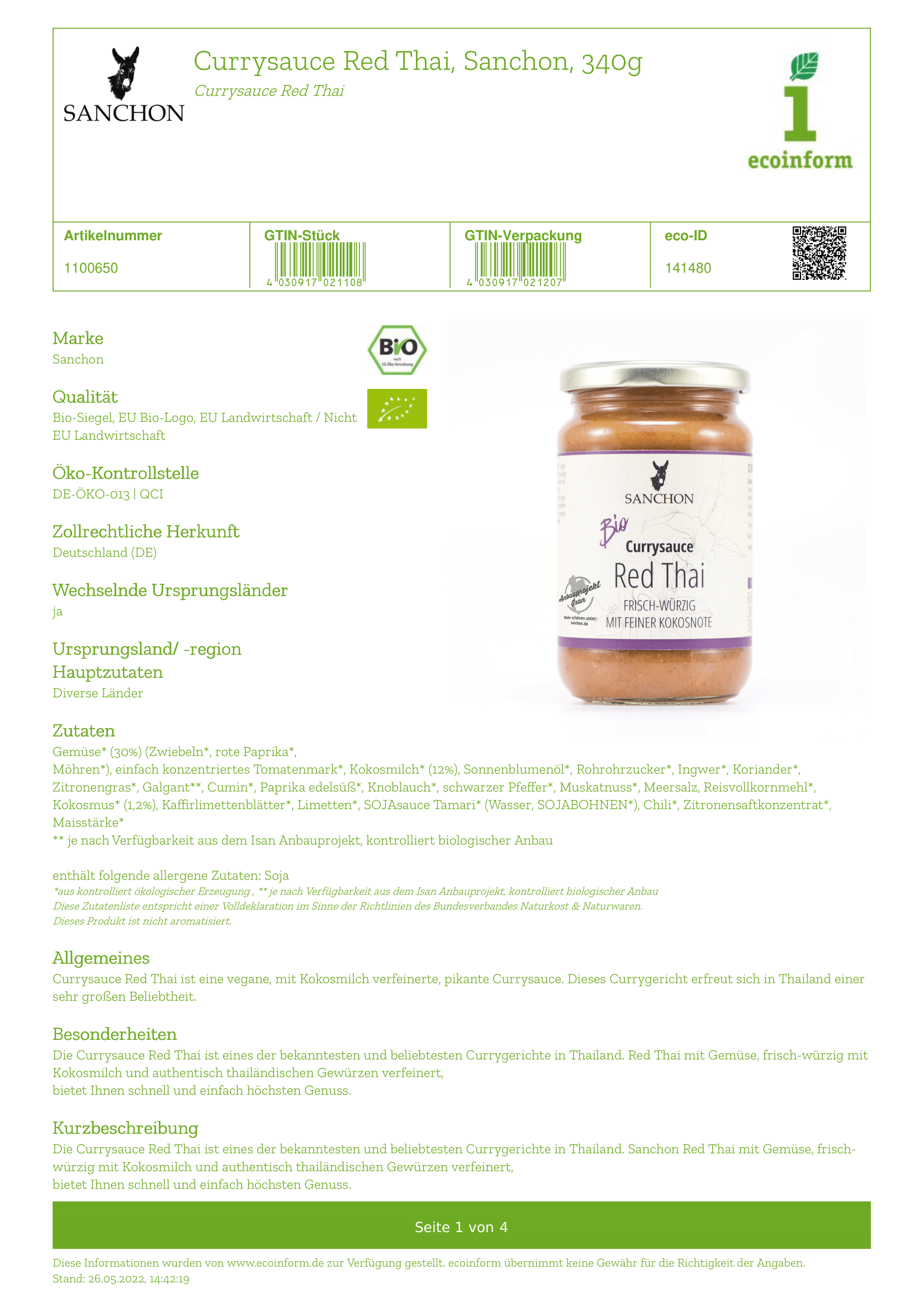Currysauce Red Thai