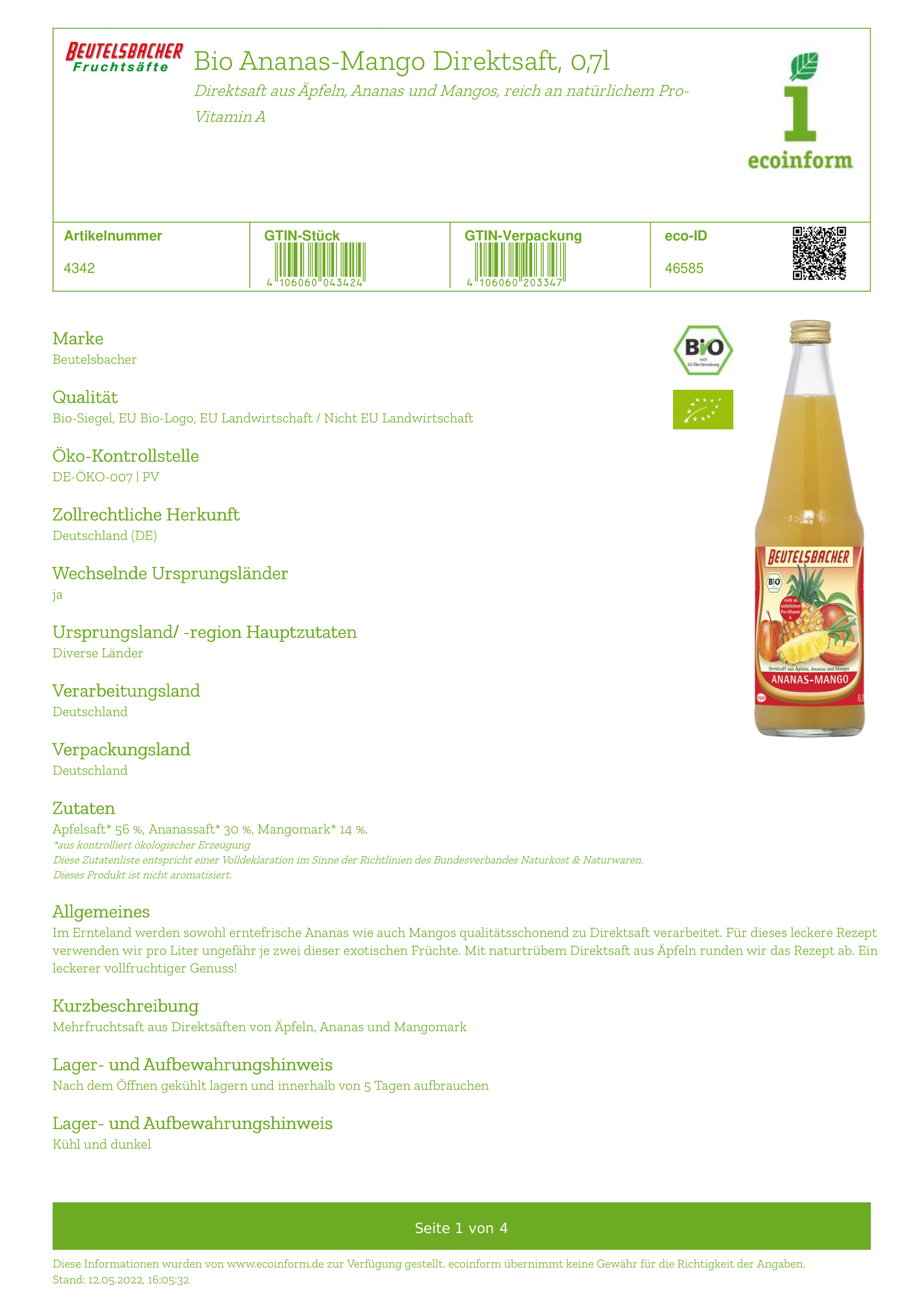 Ananas-Mango-Saft