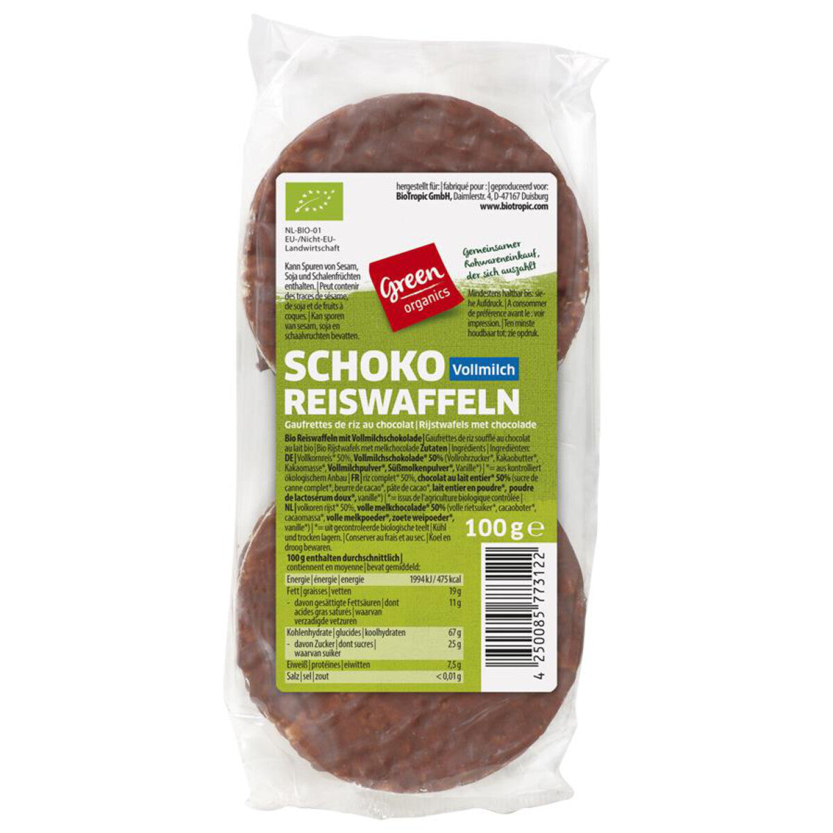 GREEN ORGANICS Schoko-Reiswaffeln - 100 g