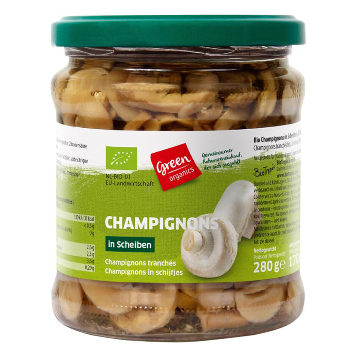GREEN ORGANICS Champignons in Scheiben - 280 g