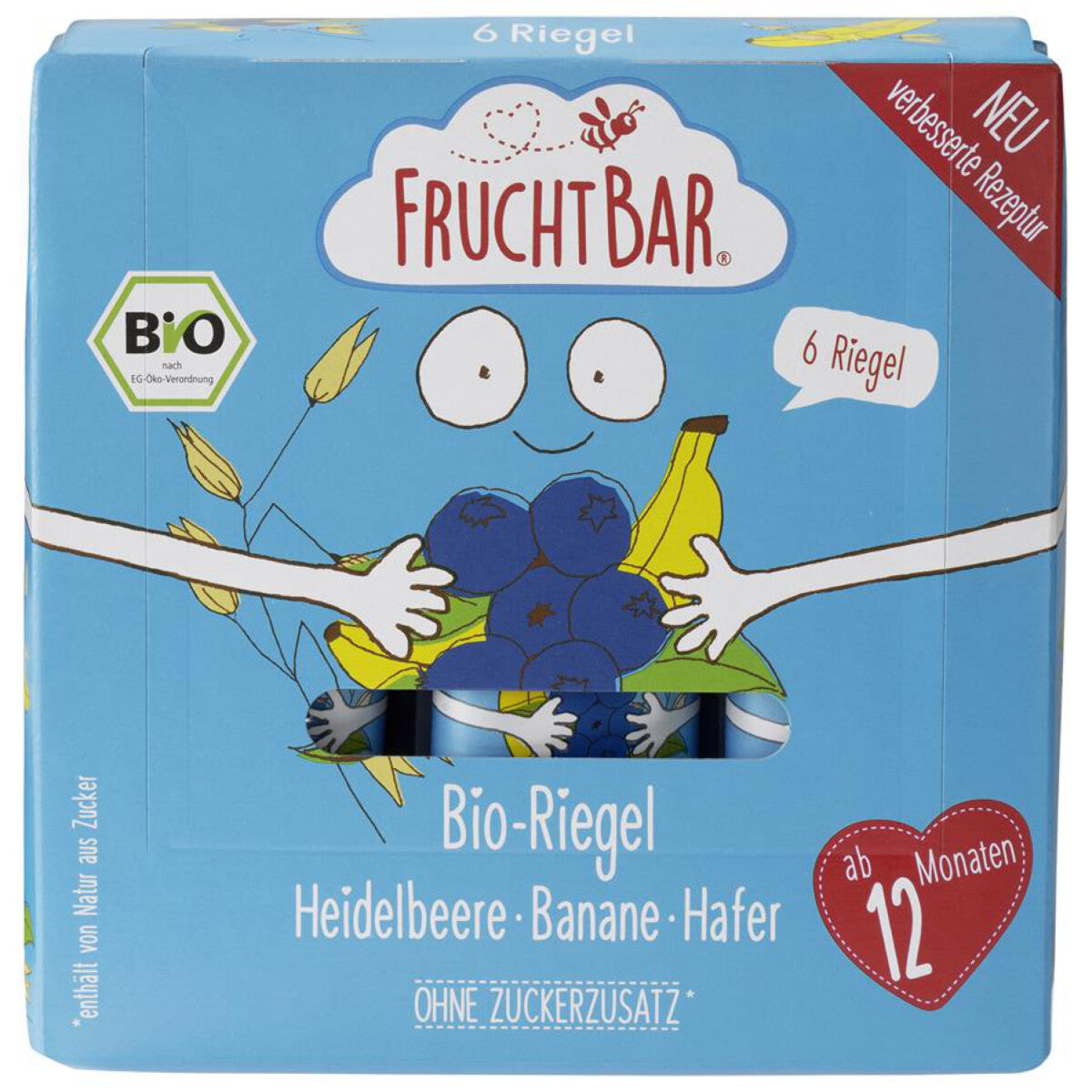 FRUCHTBAR Riegel Heidelbeere, Banane, Hafer - 138 g