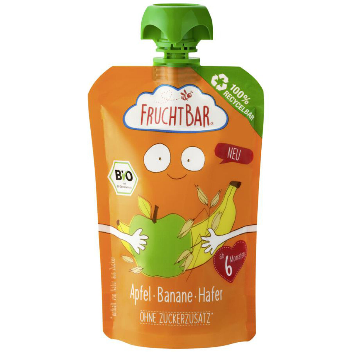 FRUCHTBAR Fruchtpüree Apfel Banane Hafer - 100 g