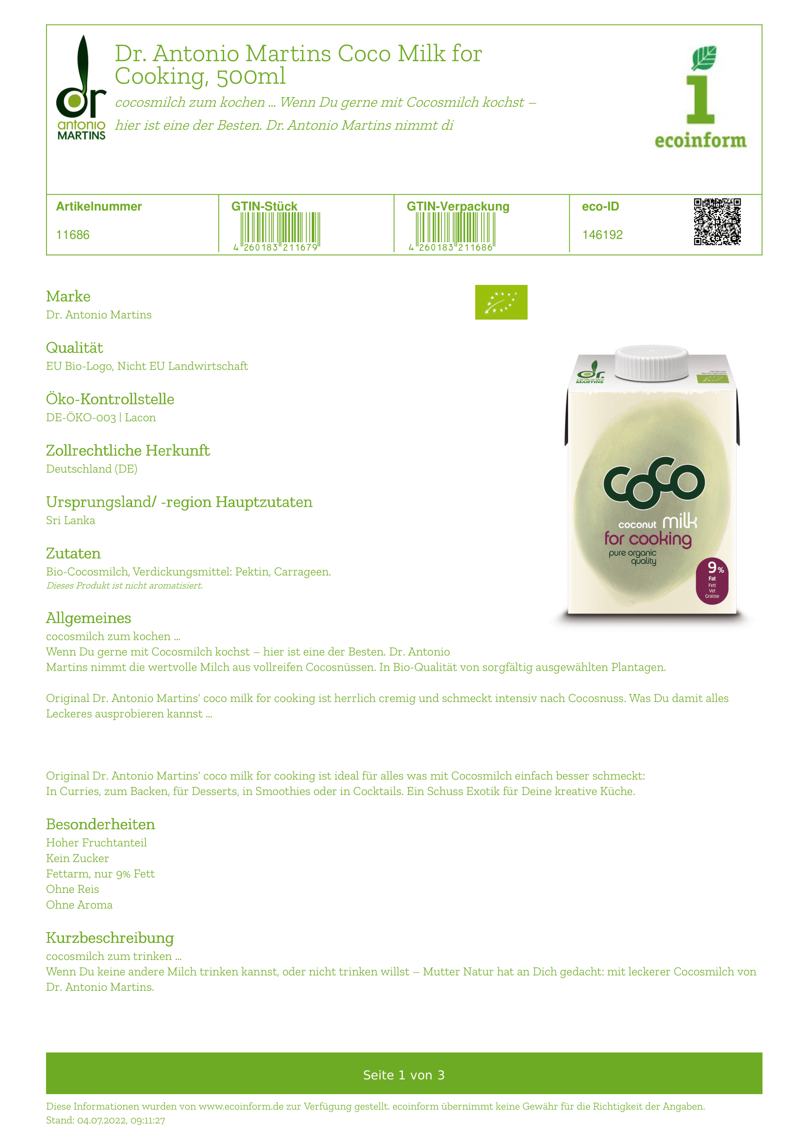 Coco Milk for Cooking