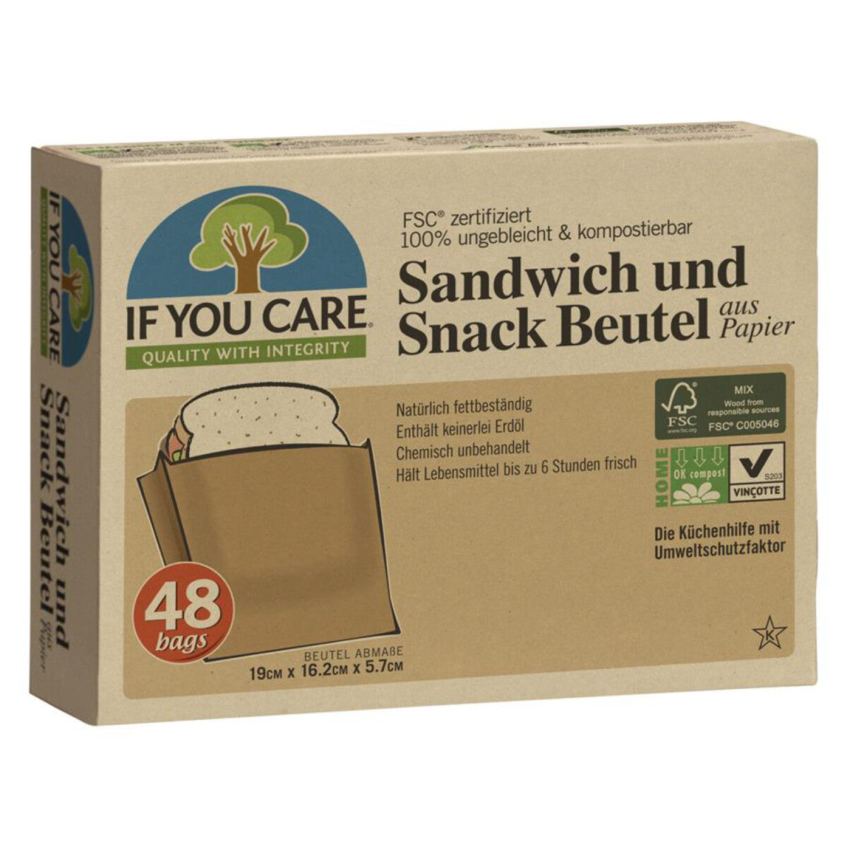 IF YOU CARE Sandwich und Snackbeutel 48 Stk. - 1 Pkg.
