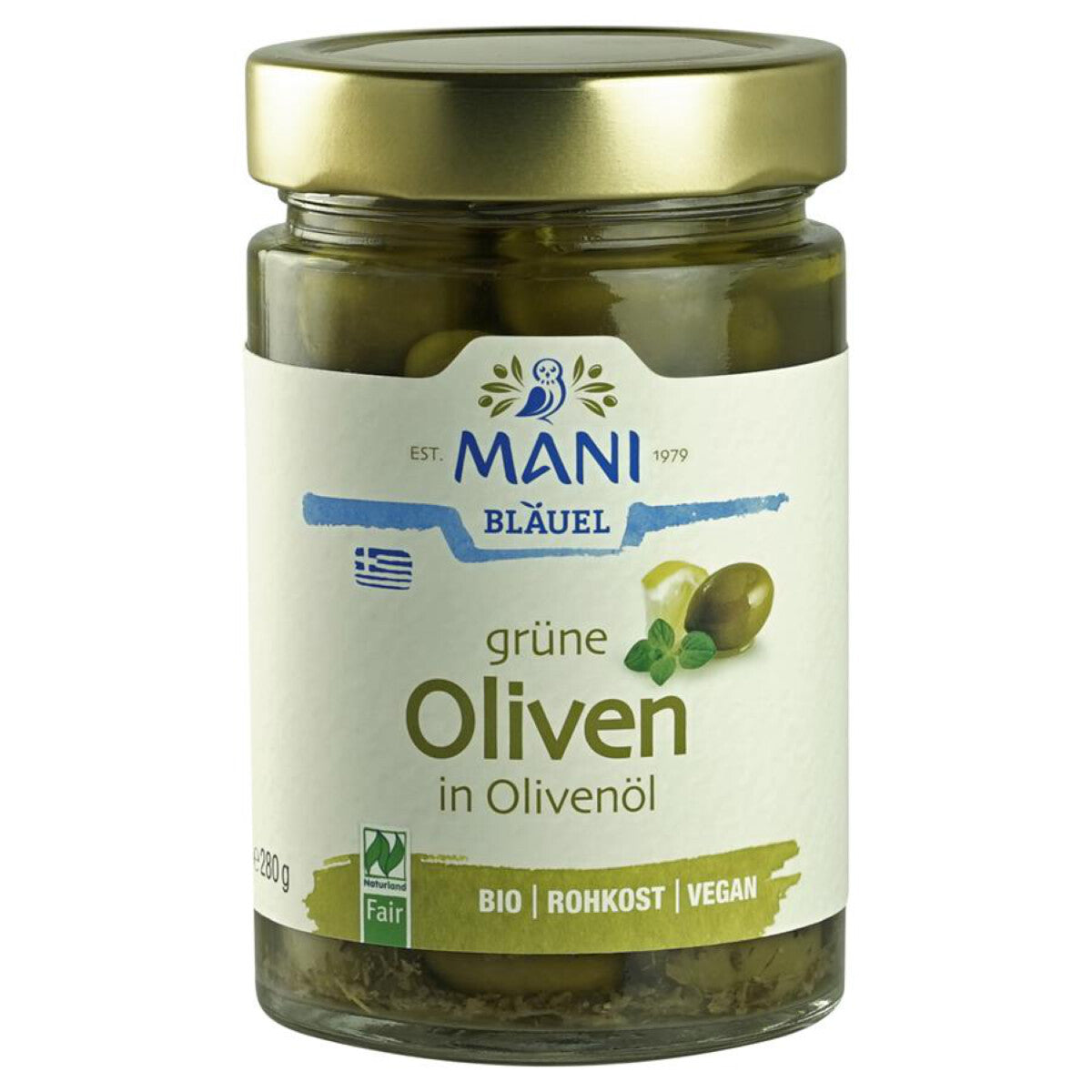 MANI BLÄUEL Grüne Oliven in Olivenöl - 280 g