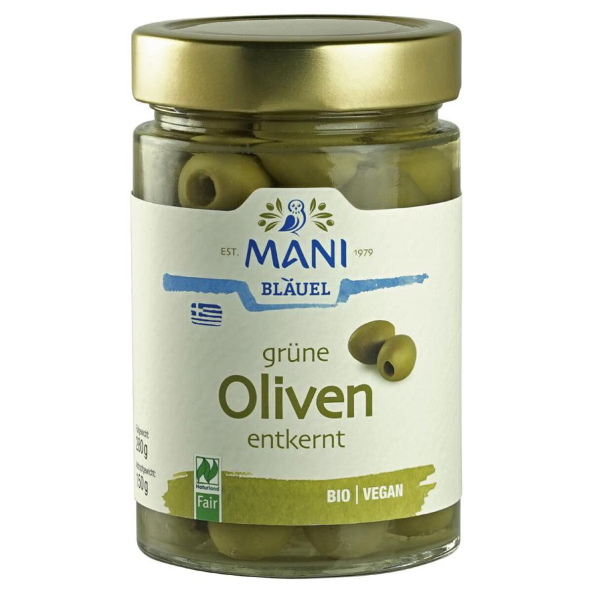 MANI BLÄUEL Grüne Oliven in Lake entkernt - 280 g