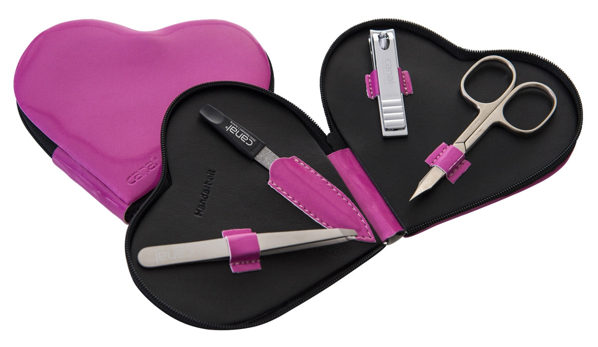 CANAL Lackleder-Herzetui pink - 4-teilig