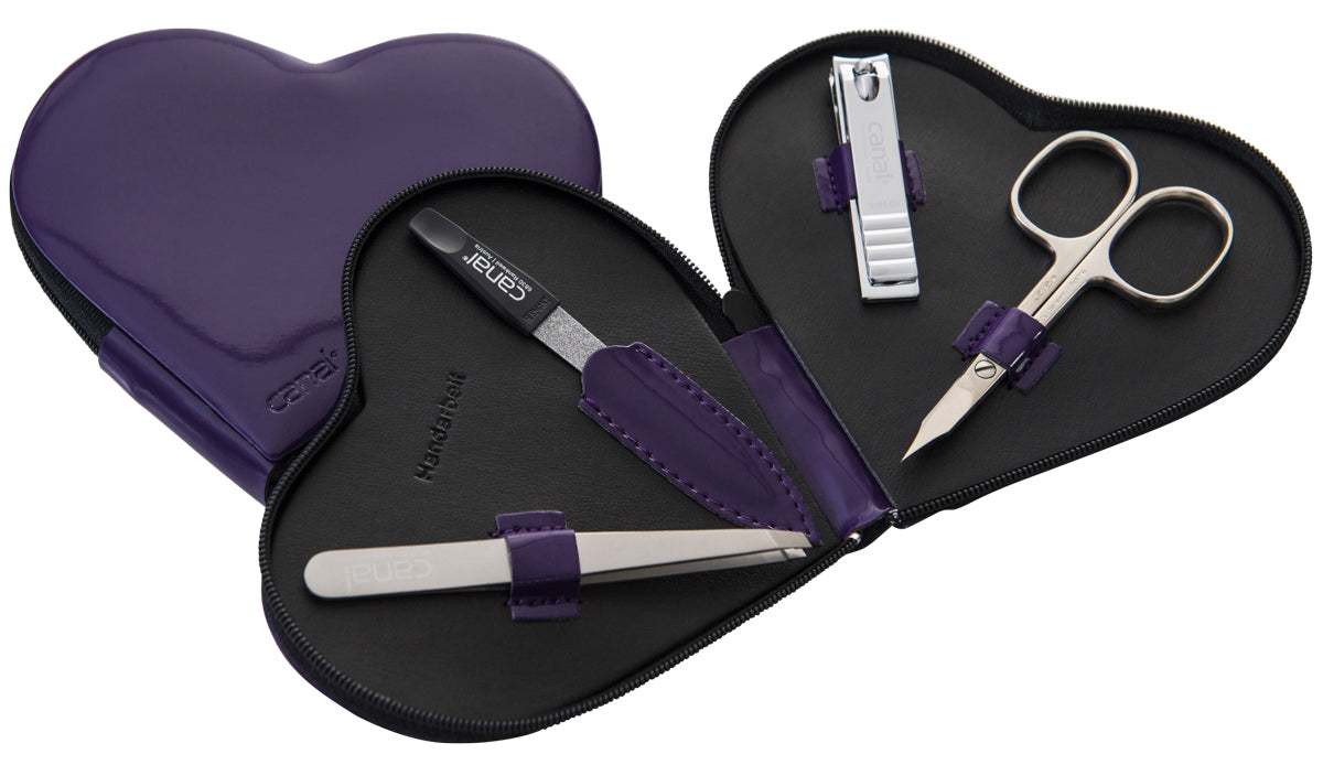 CANAL Lackleder-Herzetui violett -  4-teilig