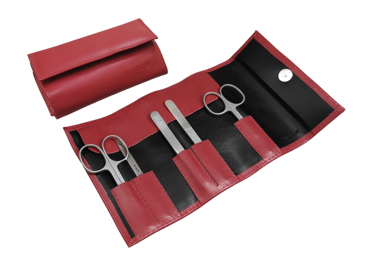 CANAL Rolletui mit Magnetverschluss rot  -  5-teilig 