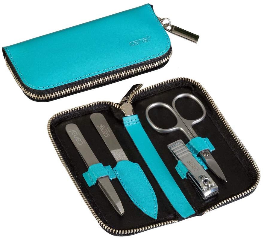 Reißverschluss-Etui aus Spaltleder 4-teilig
