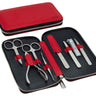 Reißverschluss-Etui aus Spaltleder rot 8 - teilig