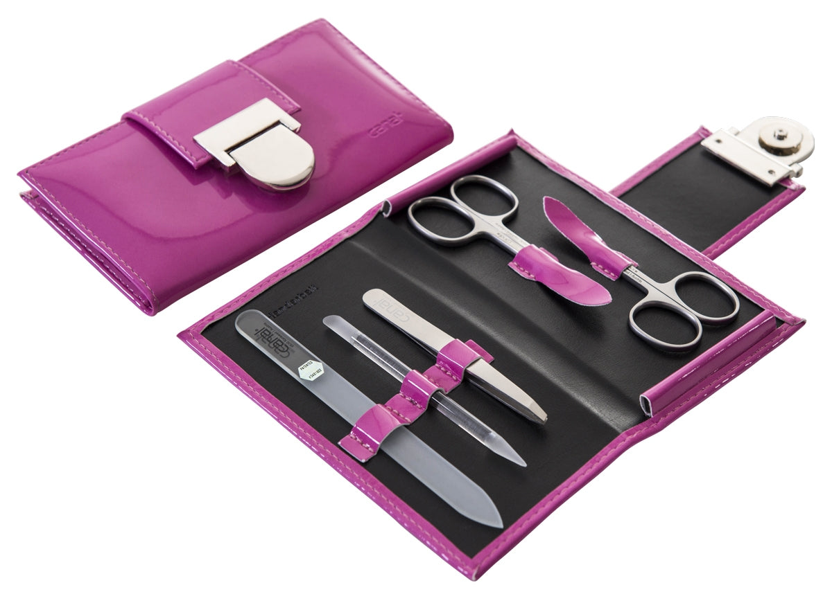CANAL Manikür-Etui aus Lackleder pink  - 5-teilig