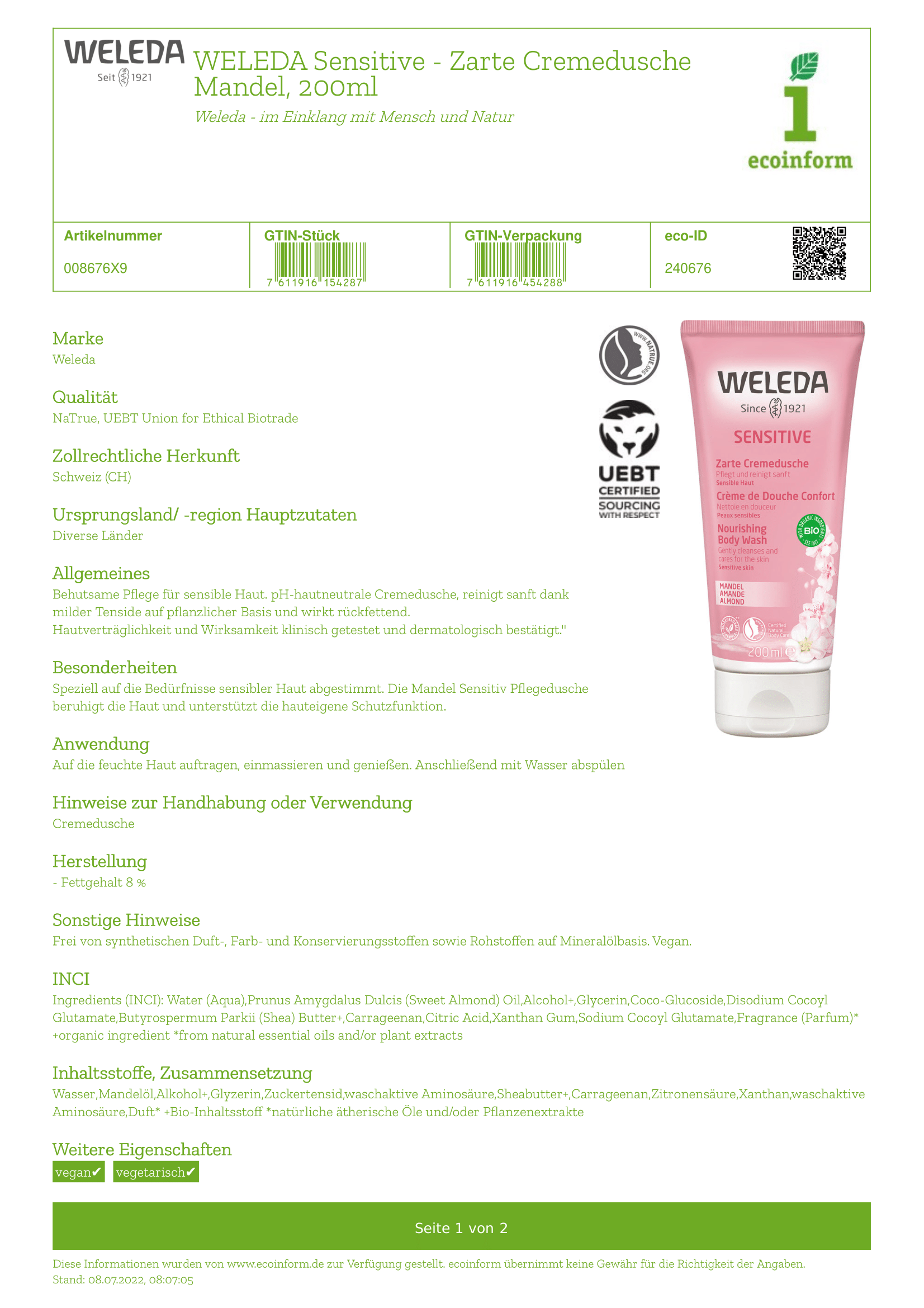 Sensitiv Pflegedusche