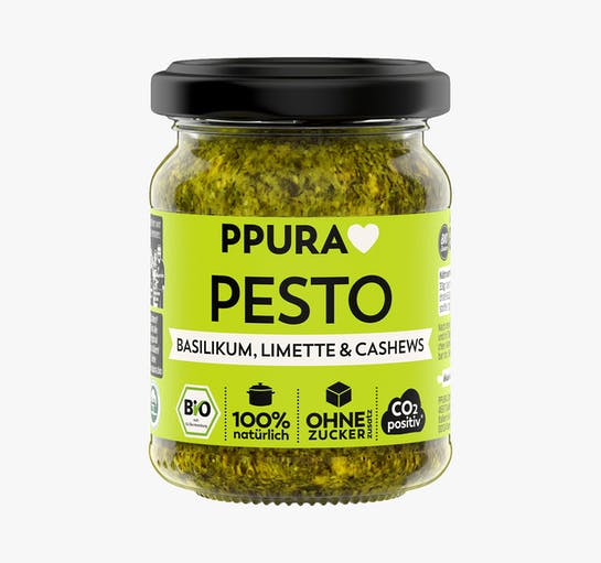 PPURA Pesto Basilikum, Limette & Cashews - 120 g