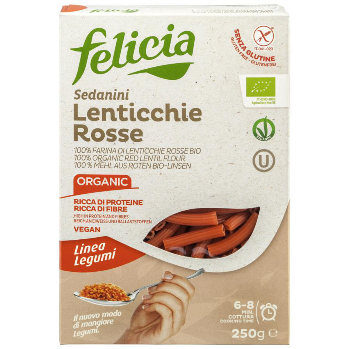 FELICIA BIO Rote Linsen Sedanini - 250 g