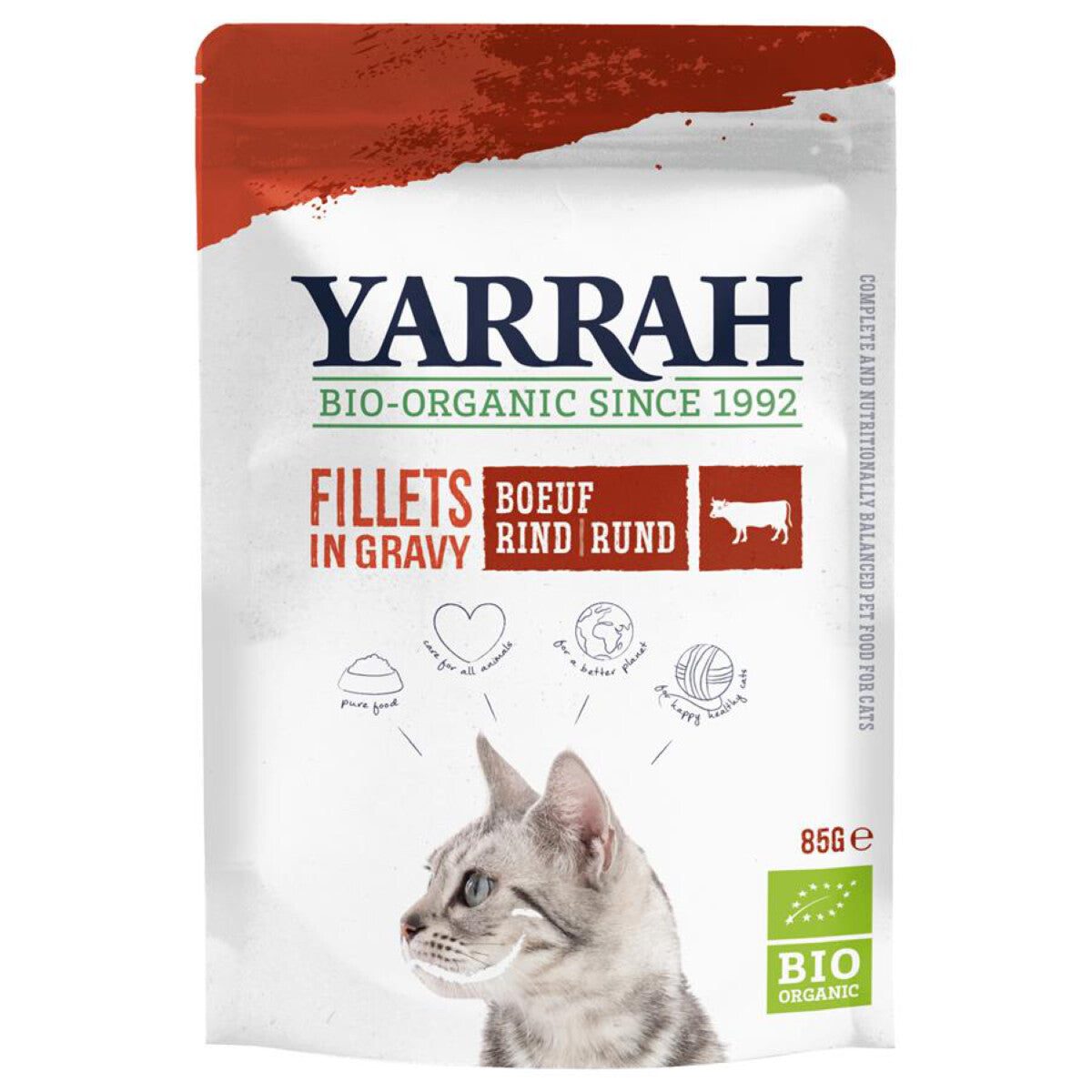 YARRAH Katzenfutter Filets Rind in Soße - 85 g