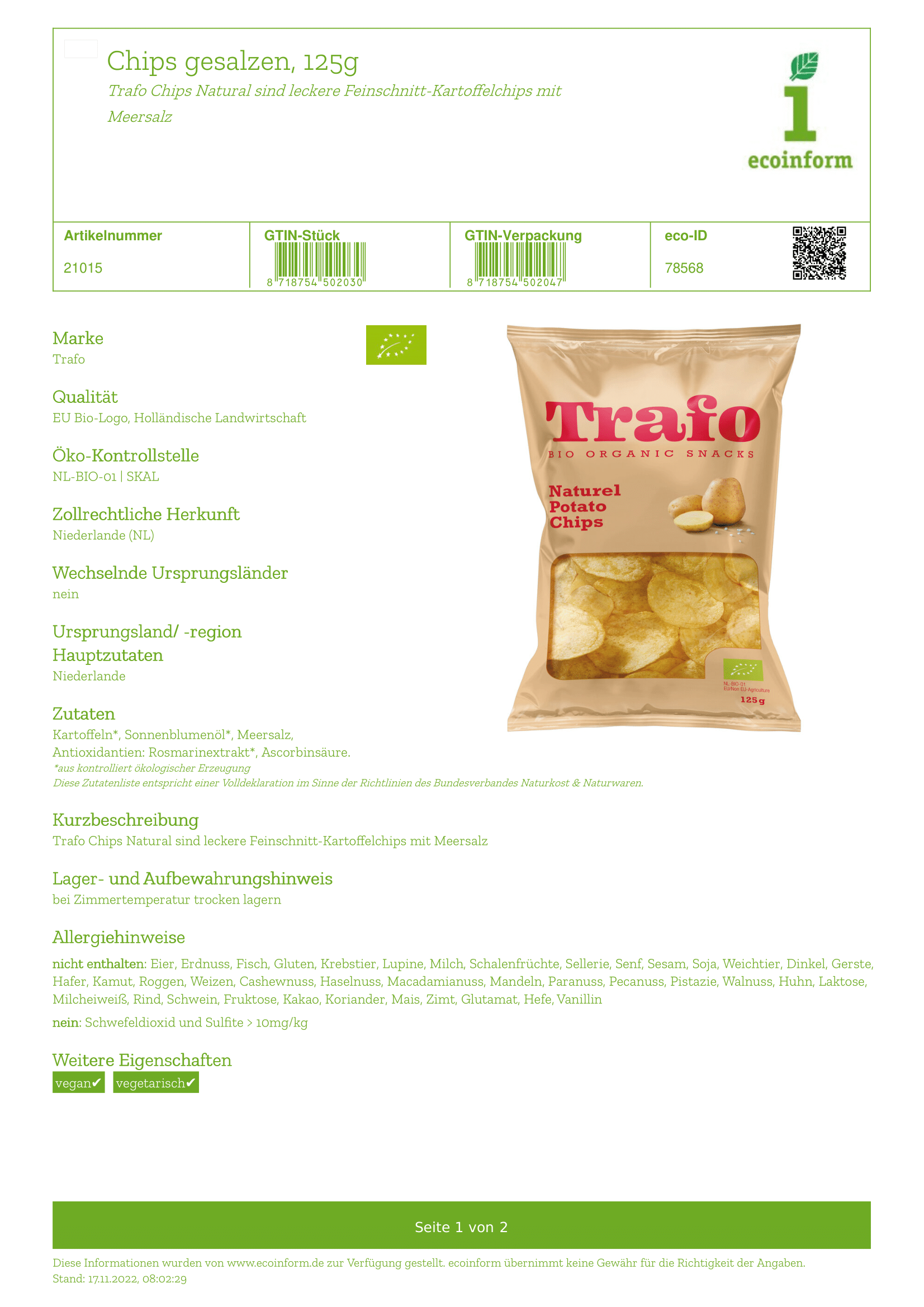 Chips natural gesalzen