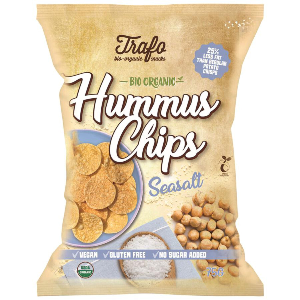 TRAFO Hummus Chips Meersalz - 75 g