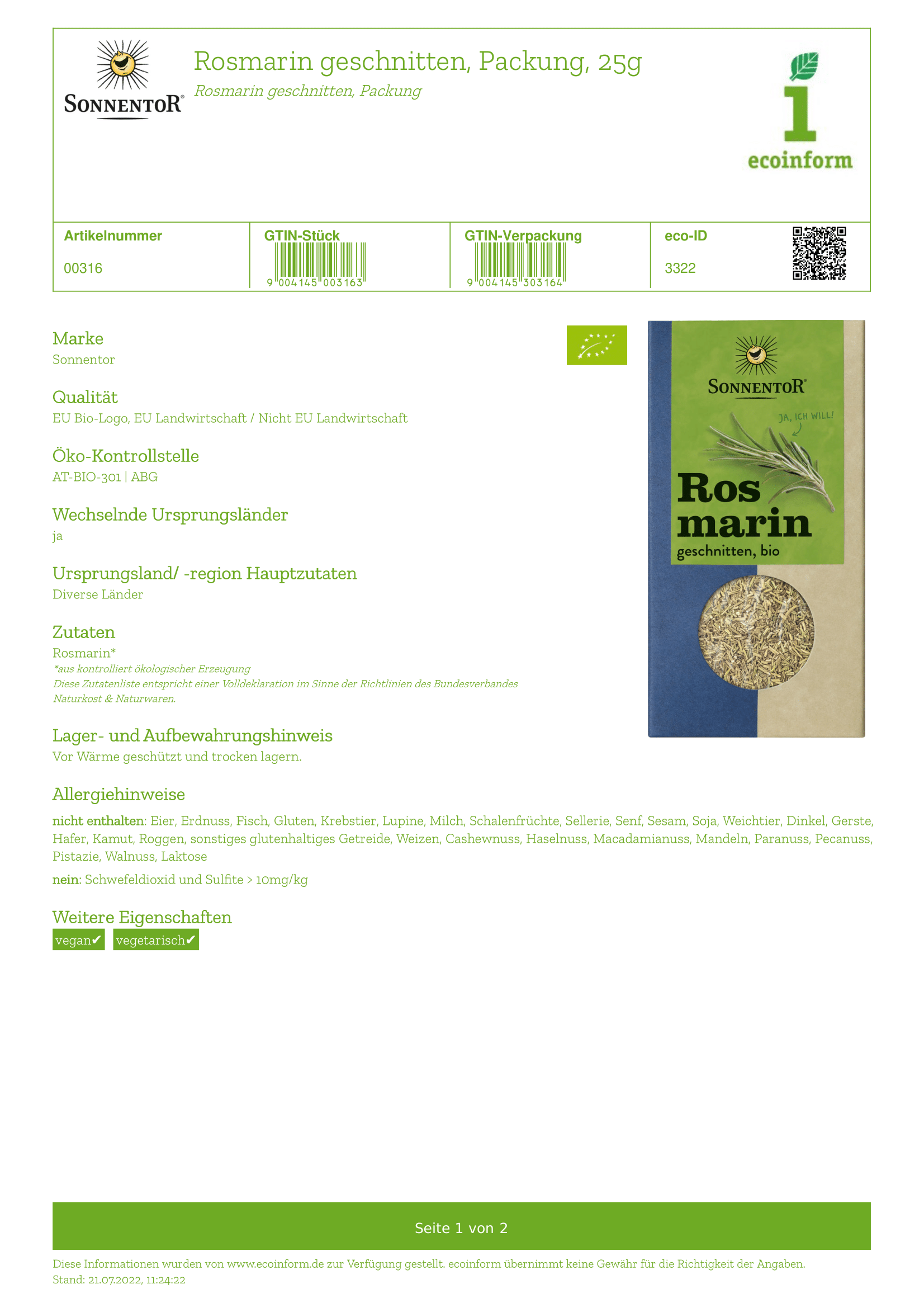 Rosmarin geschnitten