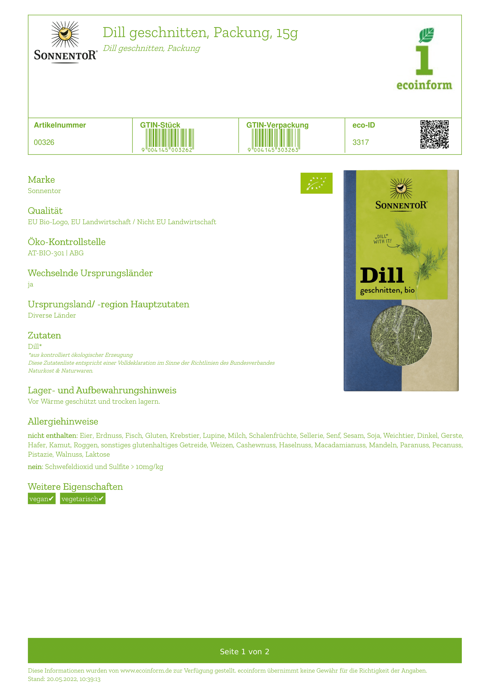 Dill geschnitten