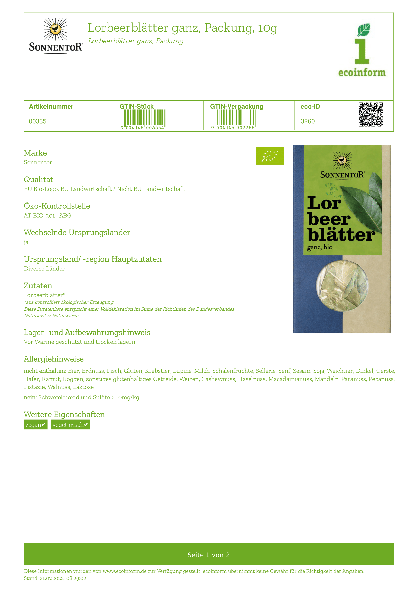 Lorbeerblätter ganz