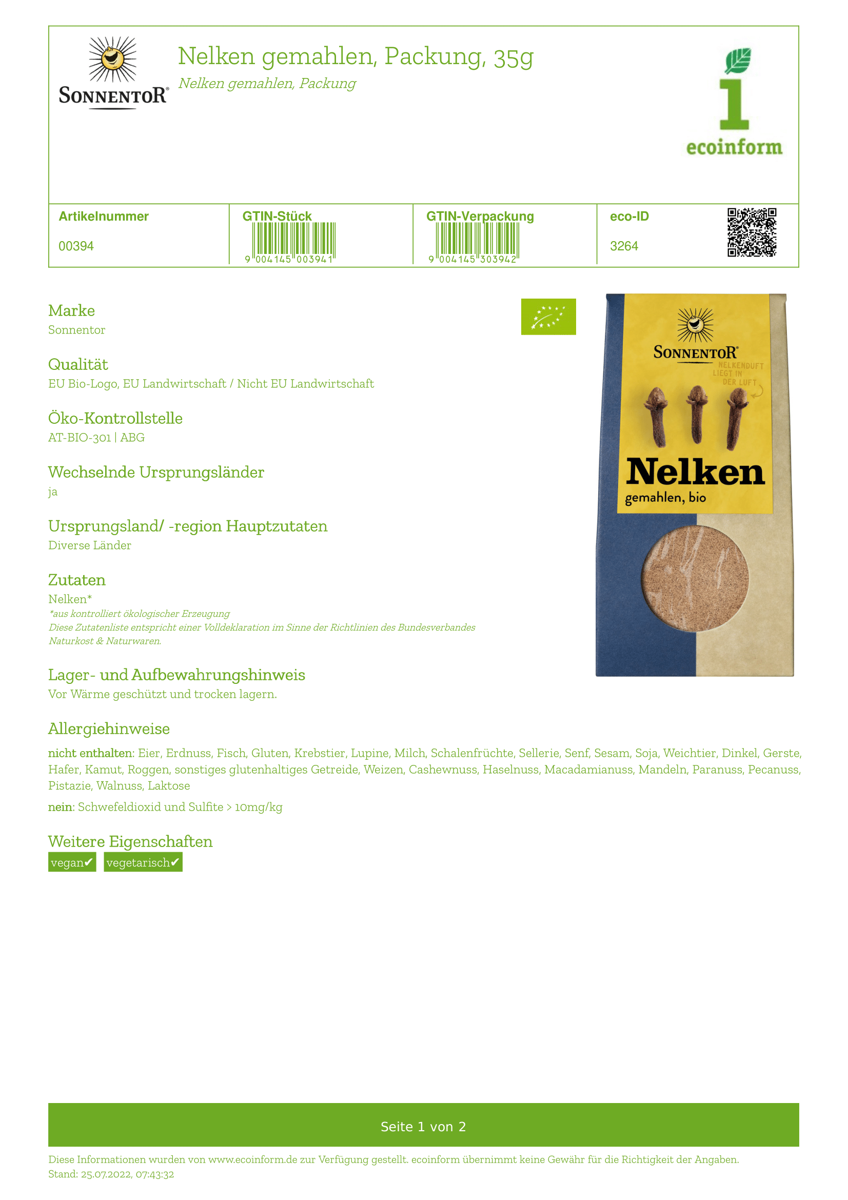 Nelken gemahlen