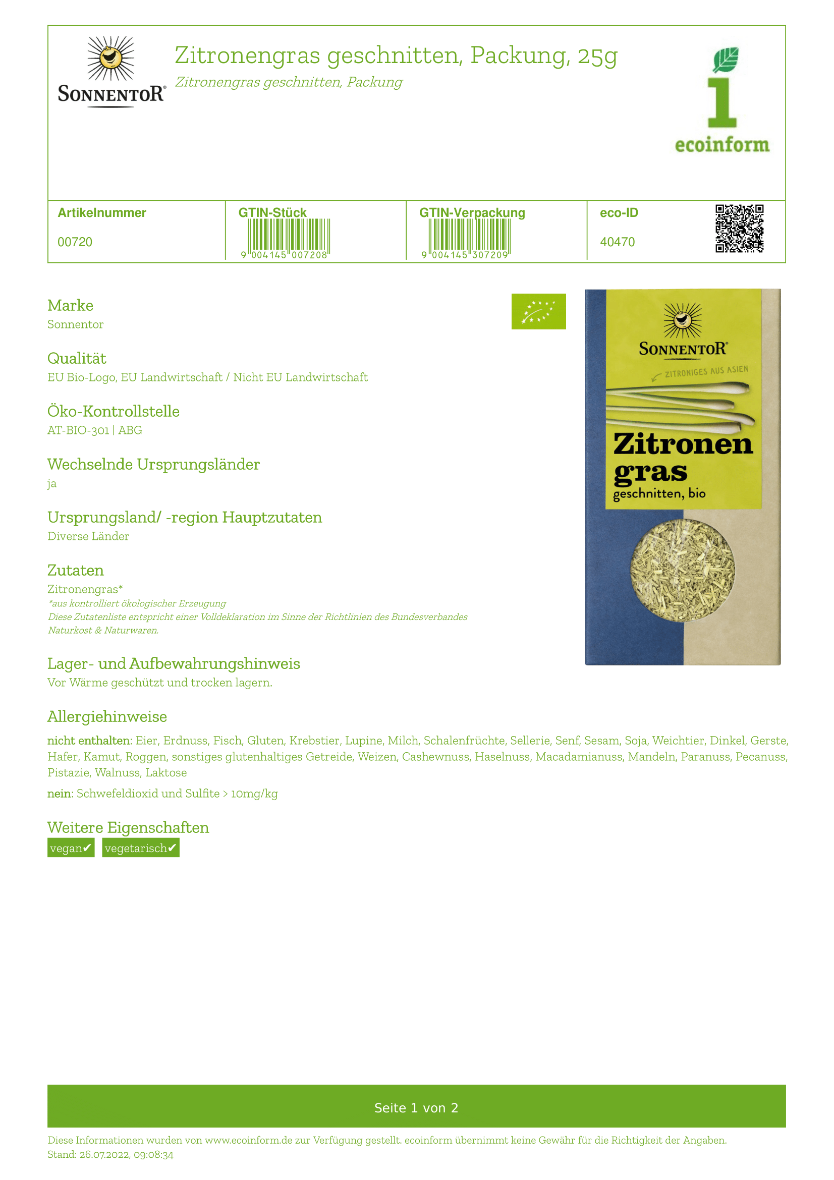 Zitronengras geschnitten