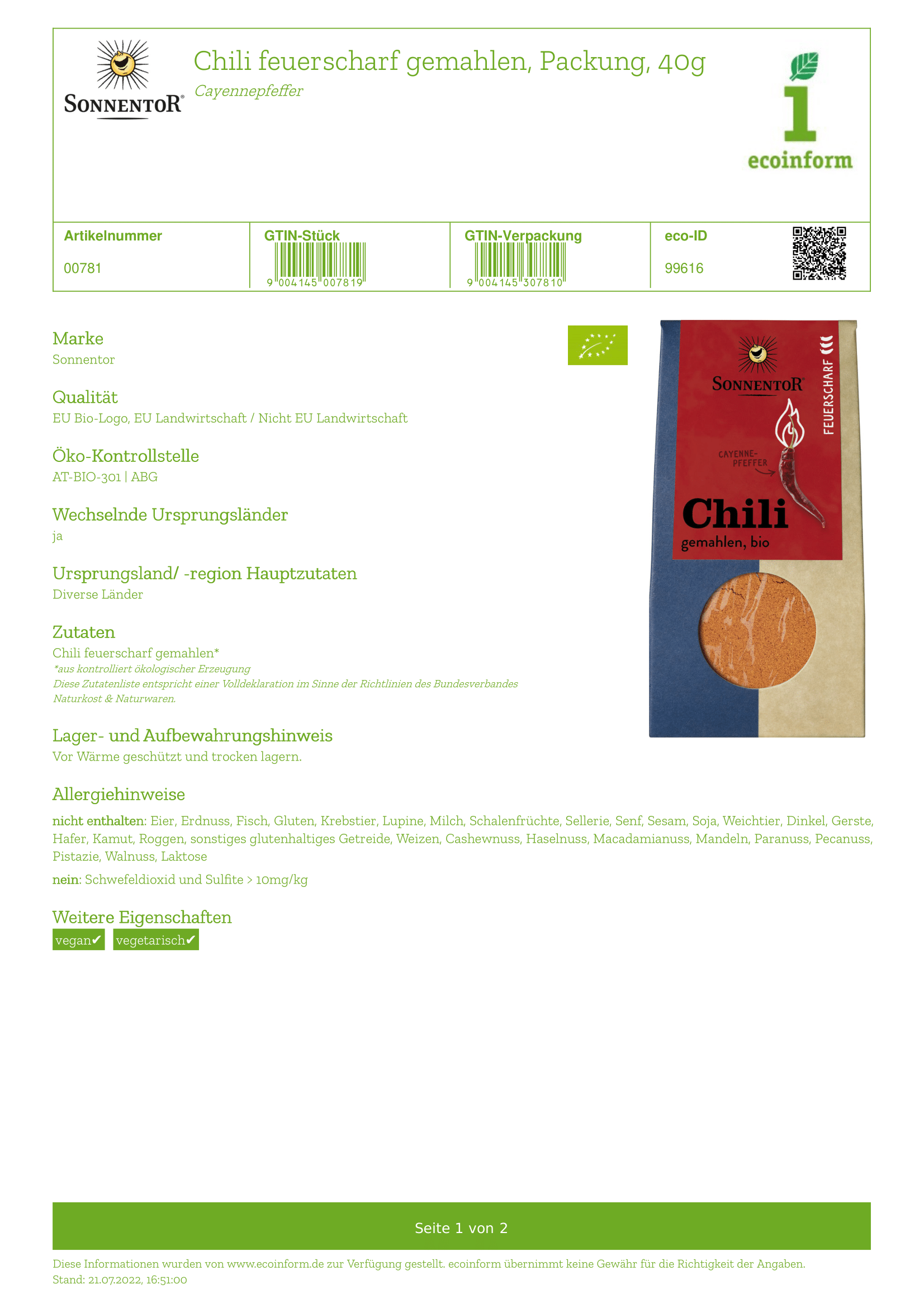 Chili feuerscharf gemahlen