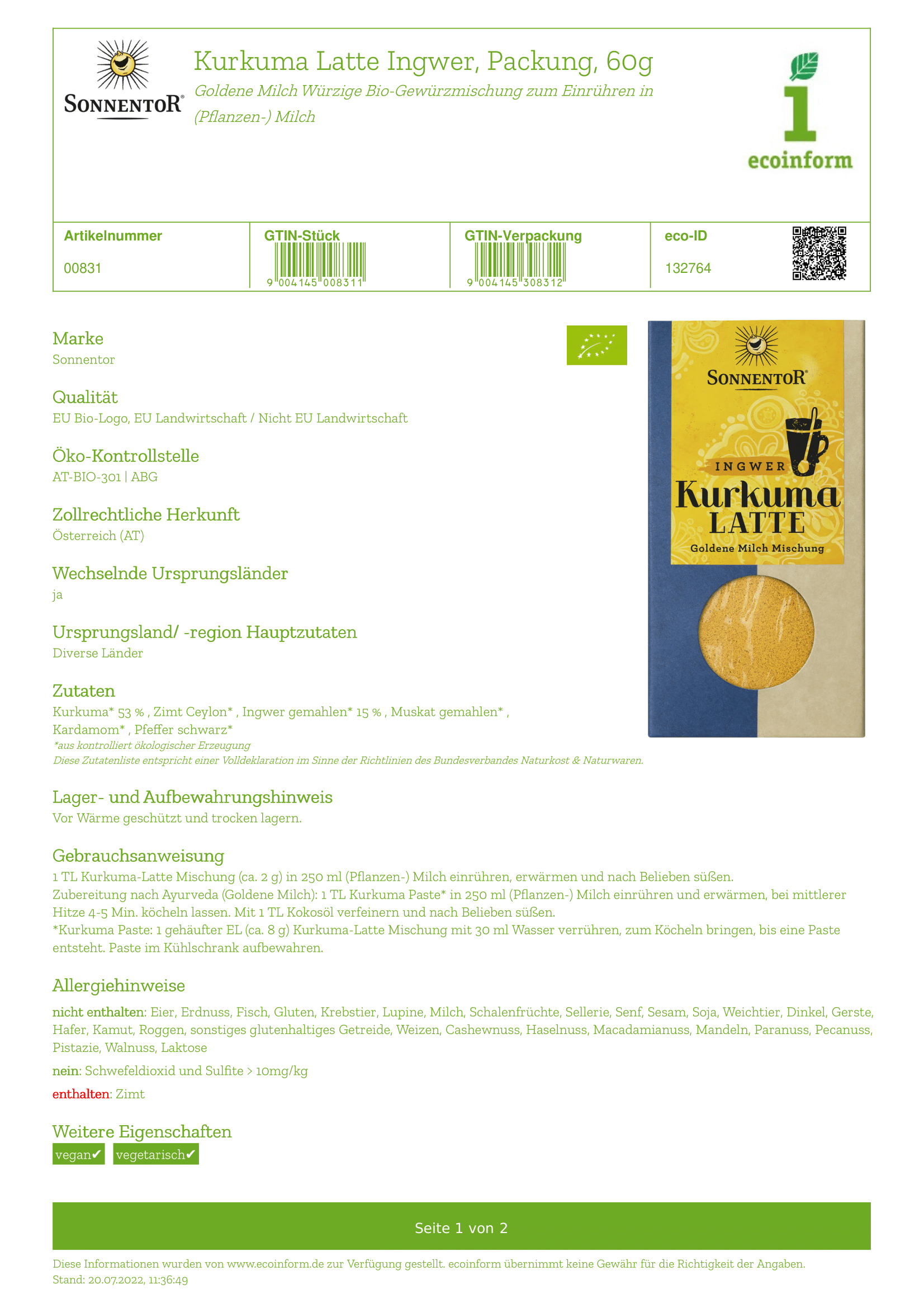Kurkuma Latte Ingwer