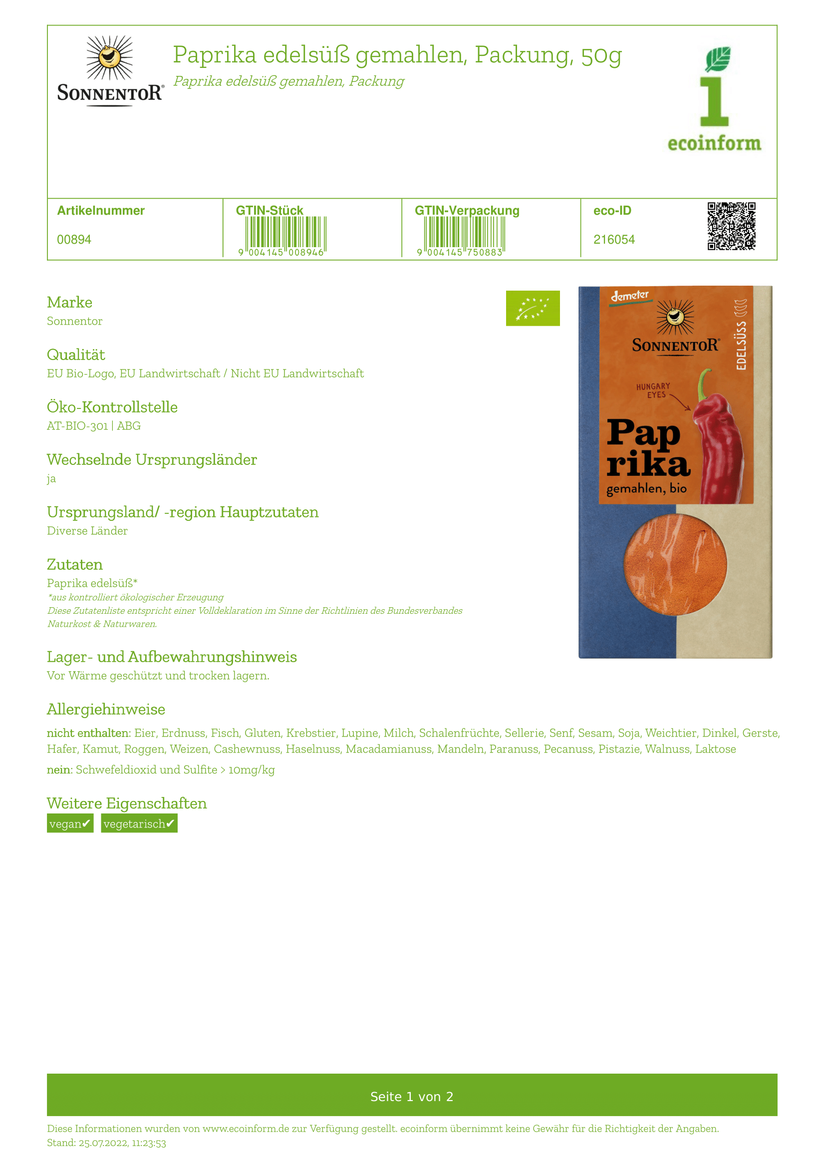 Paprika edelsüß gemahlen