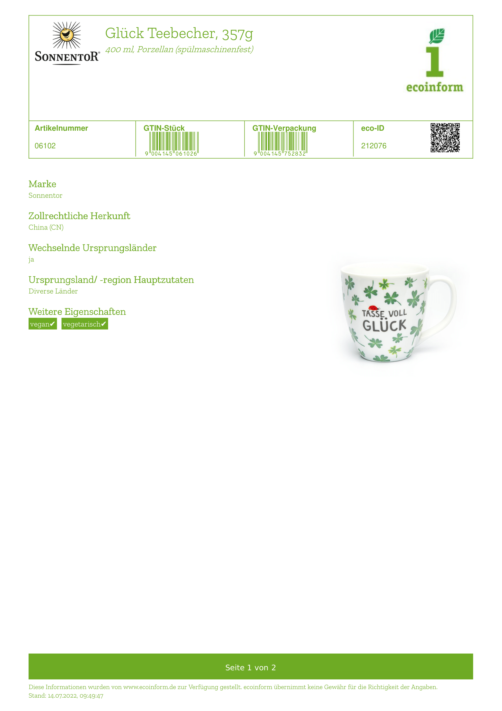 Glück Becher