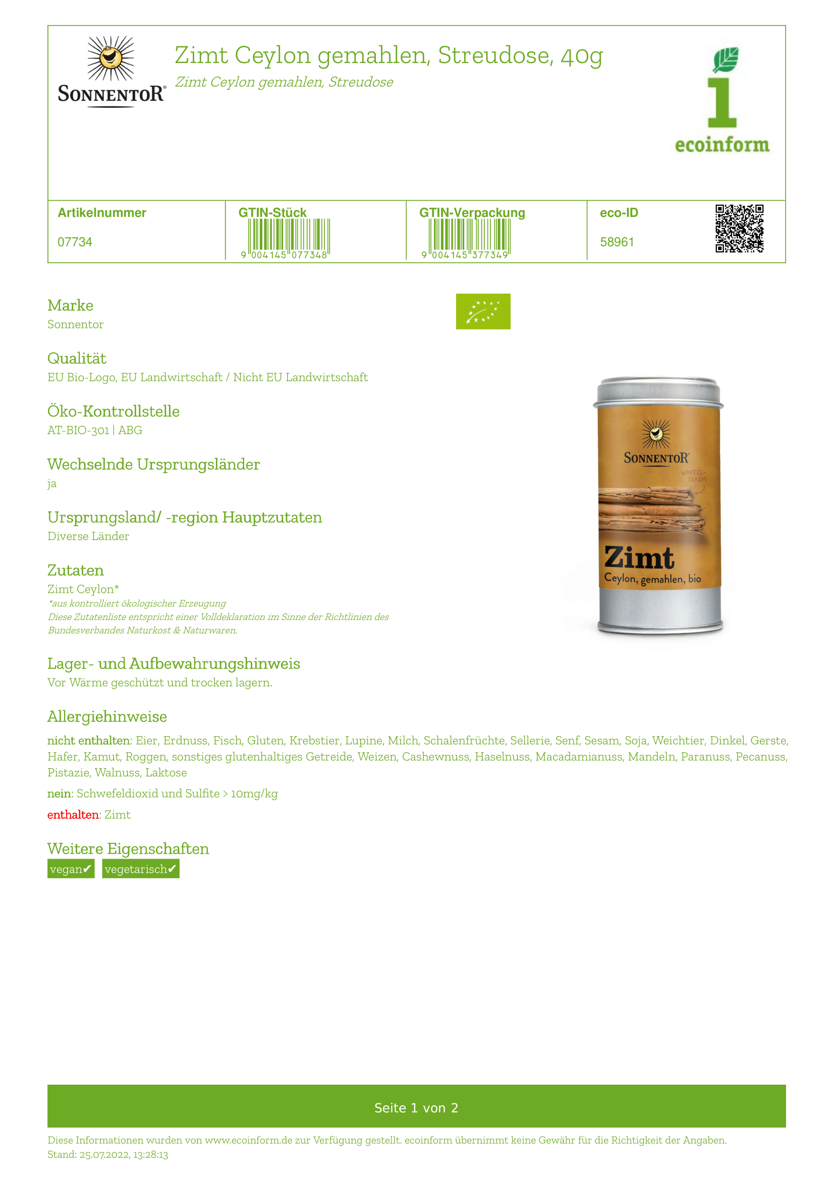 Zimt Ceylon gemahlen