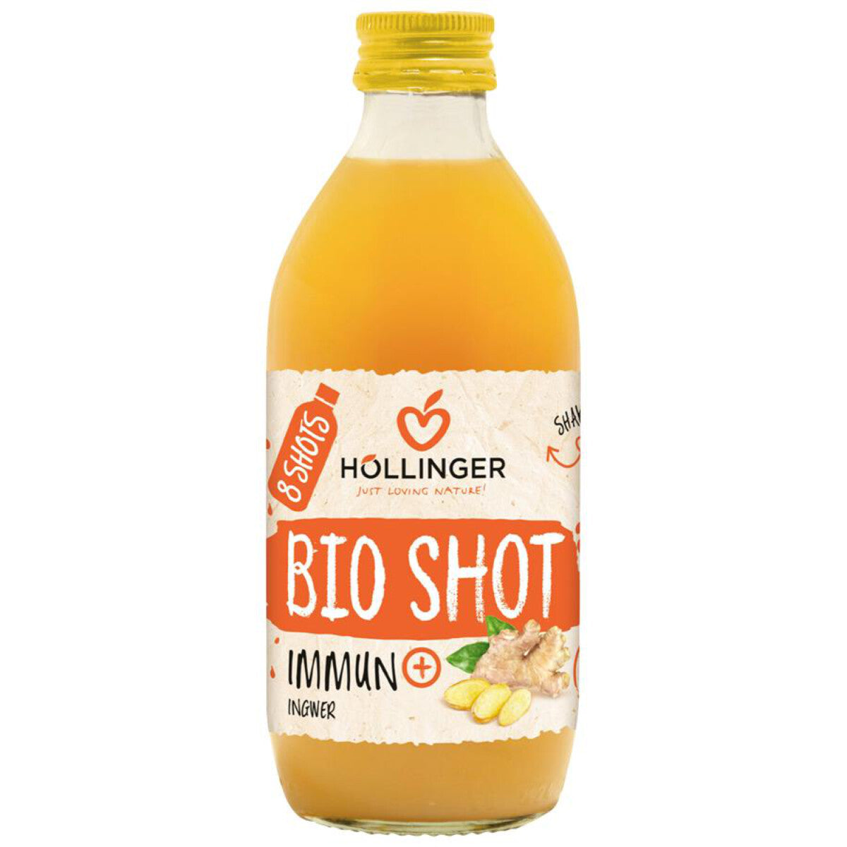 HÖLLINGER Shot Immun+ Ingwer - 0,33 l, Glas 